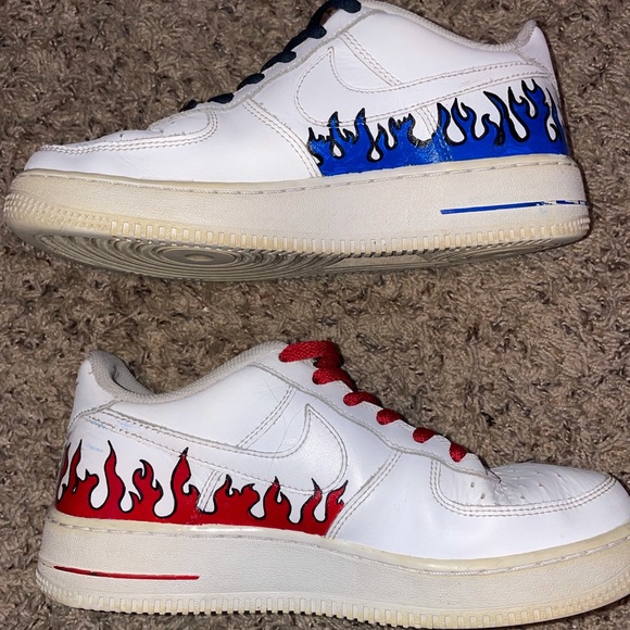 Costume Painted Flame Nike Air Force 1s - Picture 2 of 5